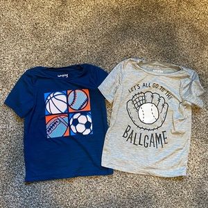 Sports theme t-shirts 3T practically new